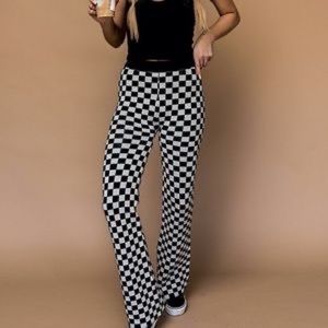 Black & White Checkered Pants L | Dressed in LALA Fun Only Knit Checker Pants